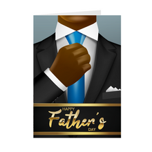 Load image into Gallery viewer, Black Dad - Suit & Blue Tie – African American Father's Day Card Front
