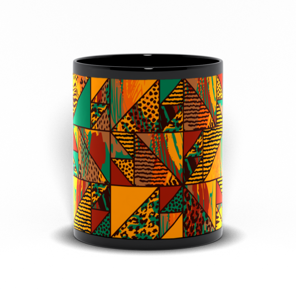 African Print Black Coffee Mug