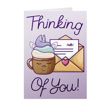 Load image into Gallery viewer, Thinking of You - Unicorn - Black Stationery Greeting Cards Front