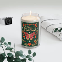 Load image into Gallery viewer, Festive Merry Christmas Scented Soy Candle - 13.75oz with Butterfly Design (Green)