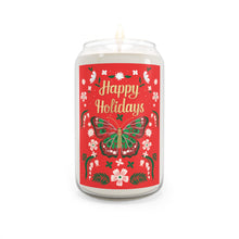 Load image into Gallery viewer, Happy Holidays Scented Soy Candle with Butterfly Design - 13.75oz (Red)