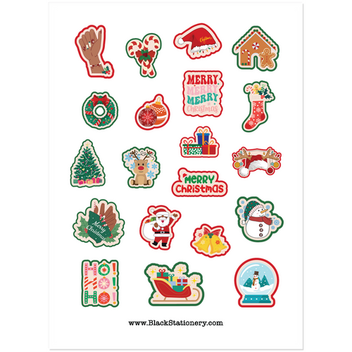 Black Santa & Christmas Nails - Premium Holiday Sticker Set