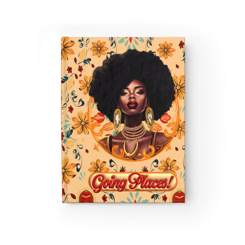 Glam Going Places - African American Woman - Hardcover Journal Front