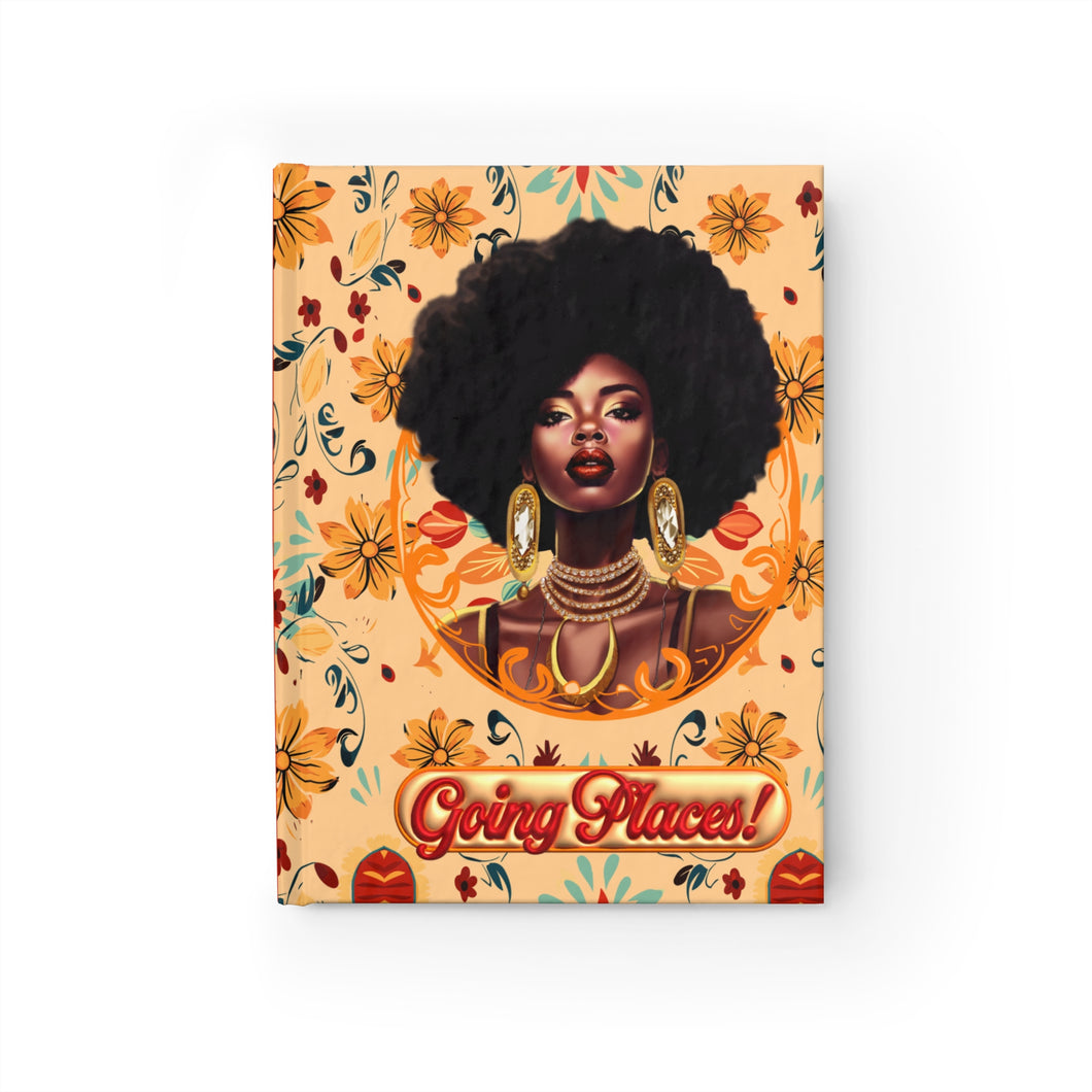 Glam Going Places - African American Woman - Hardcover Journal Front