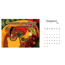 Load image into Gallery viewer, 2026 Black Stationery African American Calendar - SHINE! (Desktop Size) August Calendar