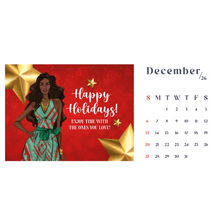 Load image into Gallery viewer, 2026 Black Stationery African American Calendar - SHINE! (Desktop Size) December Calendar