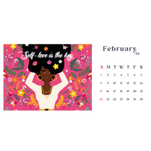 Load image into Gallery viewer, 2026 Black Stationery African American Calendar - SHINE! (Desktop Size) February Calendar