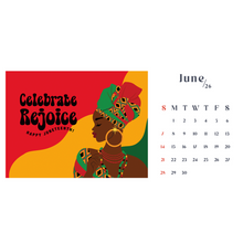 Load image into Gallery viewer, 2026 Black Stationery African American Calendar - SHINE! (Desktop Size) June Calendar