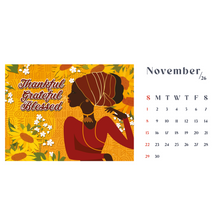 Load image into Gallery viewer, 2026 Black Stationery African American Calendar - SHINE! (Desktop Size) November Calendar