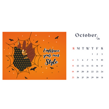 Load image into Gallery viewer, 2026 Black Stationery African American Calendar - SHINE! (Desktop Size) October Calendar