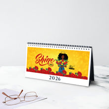 Load image into Gallery viewer, 2026 Black Stationery African American Calendar - SHINE! (Desktop Size) mock Up Calendar