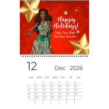 Load image into Gallery viewer, 2026 Black Stationery African American Wall Calendar - SHINE! (Medium Size) December