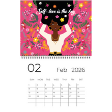 Load image into Gallery viewer, 2026 Black Stationery African American Wall Calendar - SHINE! (Medium Size) February
