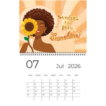 Load image into Gallery viewer, 2026 Black Stationery African American Wall Calendar - SHINE! (Medium Size) July