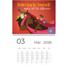 Load image into Gallery viewer, 2026 Black Stationery African American Wall Calendar - SHINE! (Medium Size) March