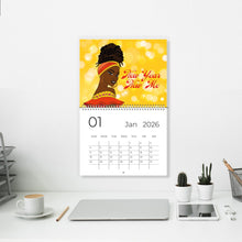 Load image into Gallery viewer, 2026 Black Stationery African American Wall Calendar - SHINE! (Medium Size) Wall Mockup