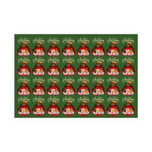 Merry Christmas - African American Gift Wrapping Paper Roll (Green)