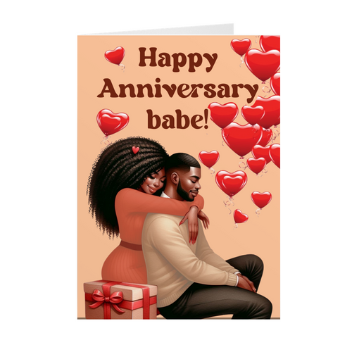 African American Couple - Happy Anniversary Babe - Black Card Shop