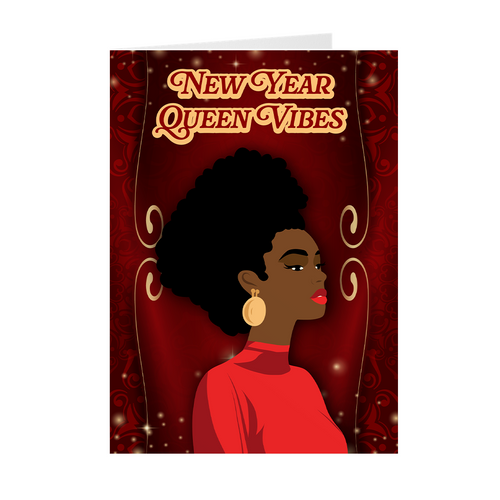 Queen Vibes - African American Woman - New Year Greeting Cards