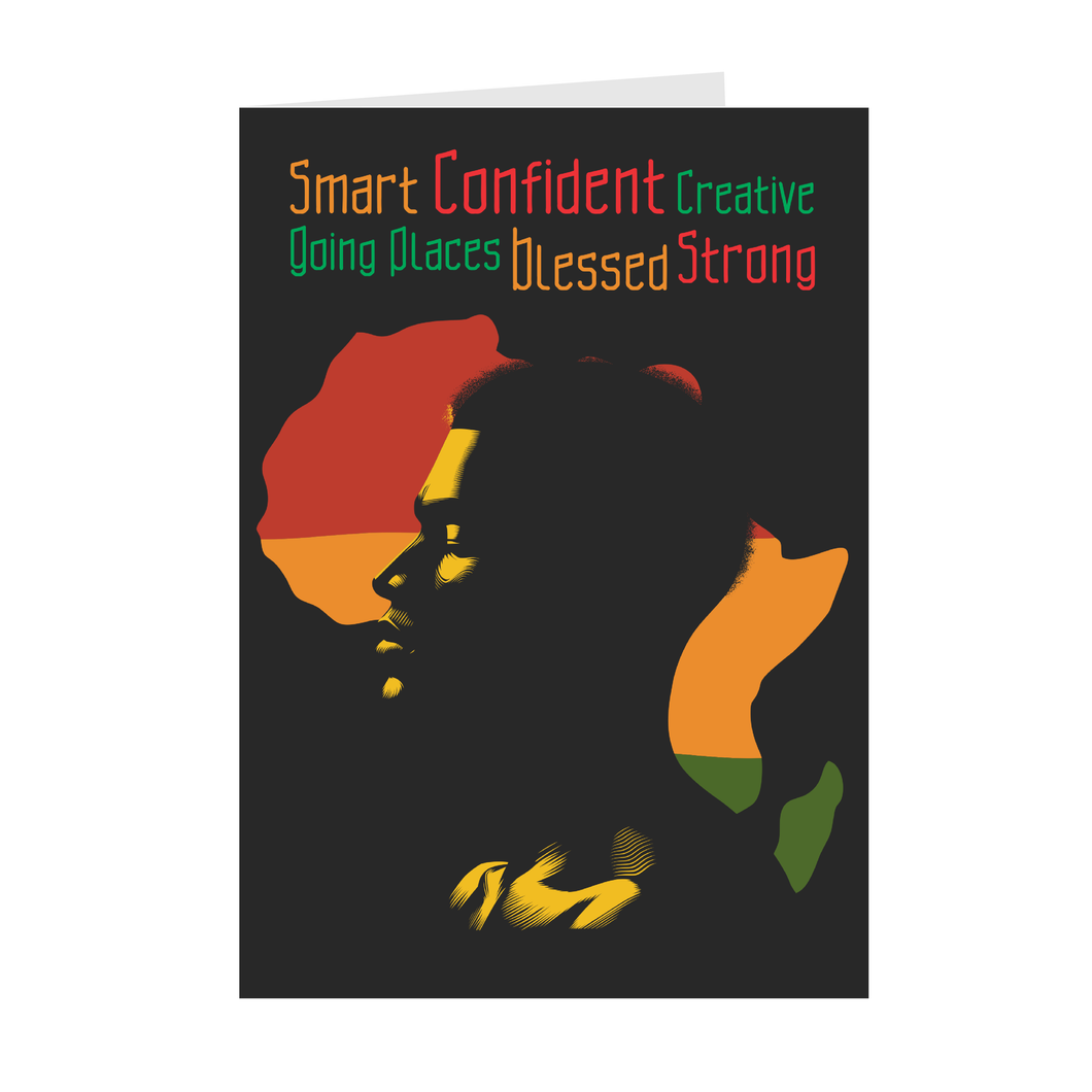 Africa Smart Confident Blessed - Black Man - African American Greeting Cards Front