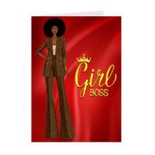 Load image into Gallery viewer, Afro Hairstyle - Brains, Beauty &amp; Style - African American Girl Boss Cards - Leopard Print Clothing