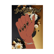 Load image into Gallery viewer, Black &amp; Gold Floral Nail Design - You Glow Girl - African American Greeting Card