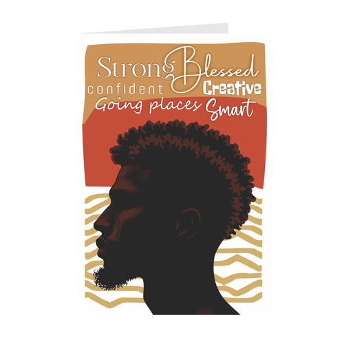 Strong & Blessed - Black Men Birthday Cards Front