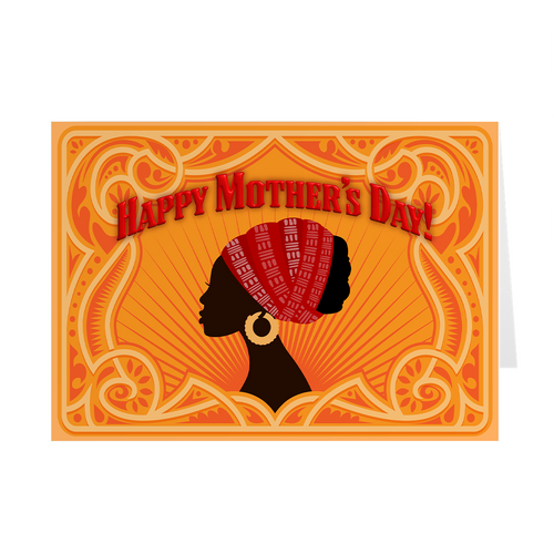 Orange Red - Black Woman - Happy Mother's Day Cards