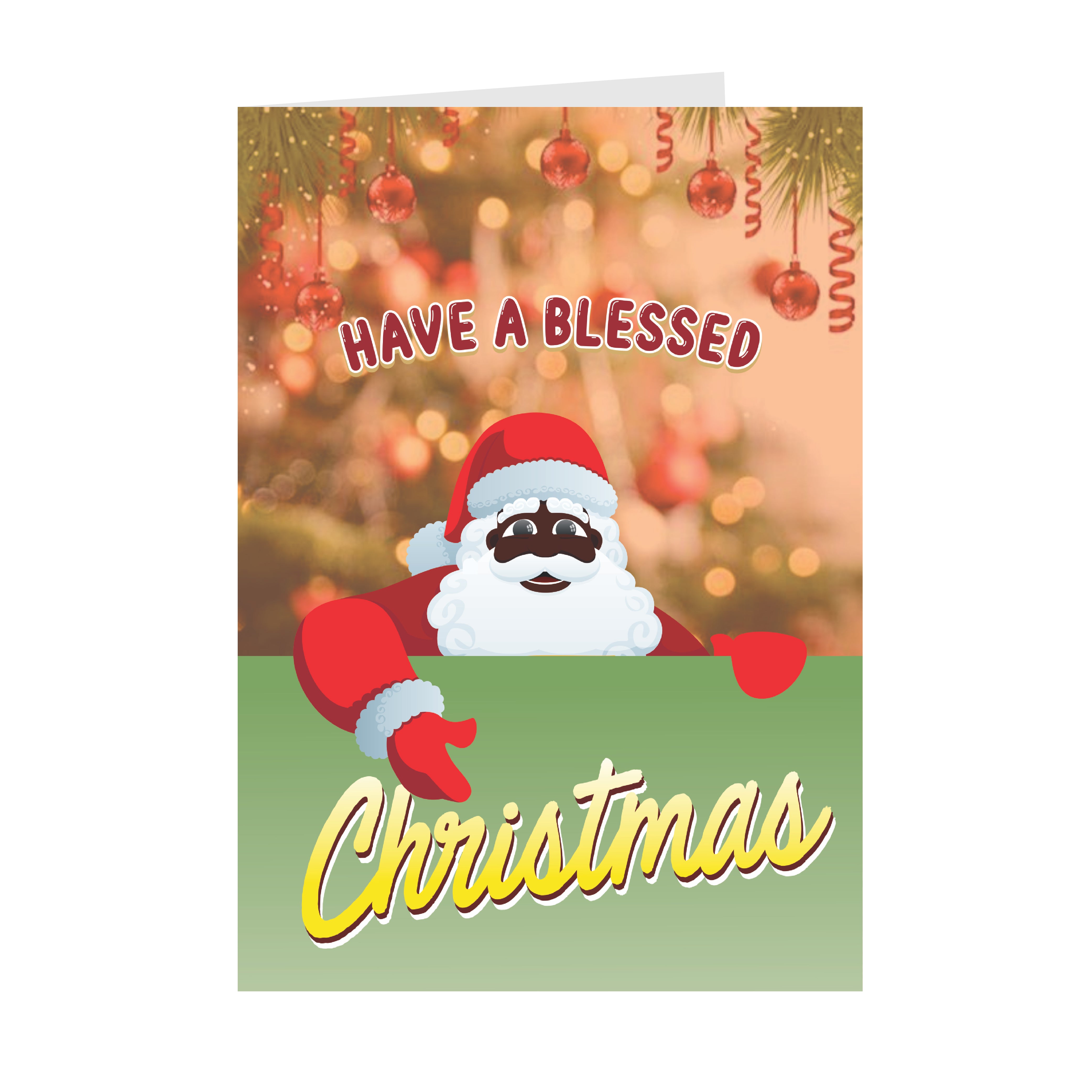 Black Santa - Have a Blessed Christmas - African American Holiday Cards, image size:4167x4167
