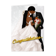 Load image into Gallery viewer, Happy Wedding - African American Wedding Greeting Cards - Holding Onto Each Other - Smiling Couple - Braided Hair - Afro