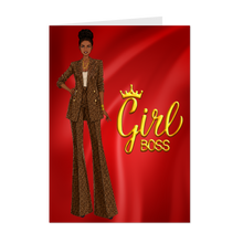 Load image into Gallery viewer, Braided Hairstyle - Brains, Beauty &amp; Style - African American Girl Boss Cards - Leopard Print Clothing