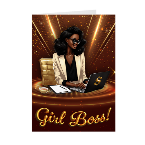 Girl Boss Shine - African American Woman - Girl Boss Card