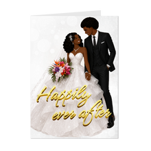 Load image into Gallery viewer, Happily Ever After - African American Wedding Greeting Cards - Black Couple Holding Hands - Afrocentric Cards