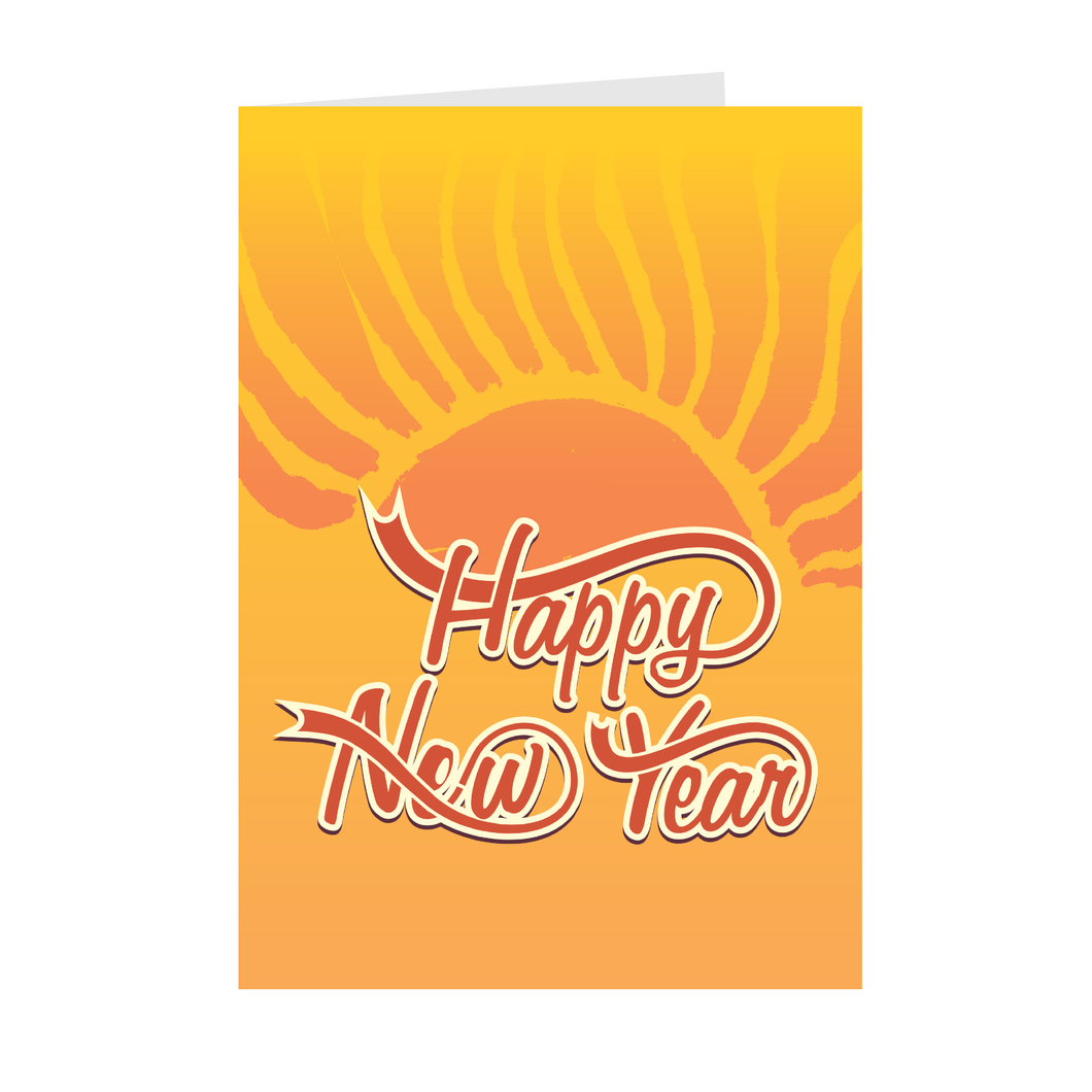 Radiating Positive Energy - Happy New Year - Black Stationery Greeting Cards