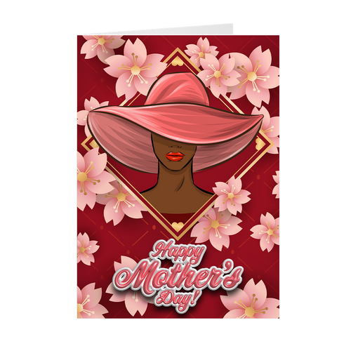 Floral Stylish Hat Mom - African American Mother's Day Cards