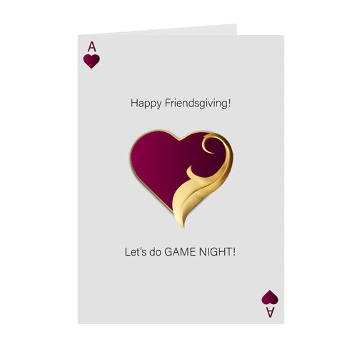 Gold & Red Heart - Game Night - Happy Friendsgiving Cards