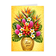 Load image into Gallery viewer, Birds of Paradise - Colorful Flowers - Thank You Greeting Card - Gratitude - Gold Vase w/Heart