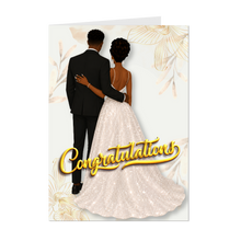 Load image into Gallery viewer, Congratulations - African American Wedding Greeting Cards - Bride &amp; Groom - Couple Embrace