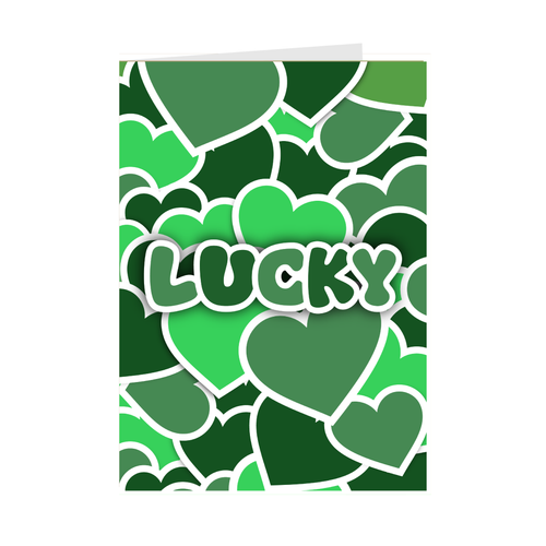 Lucky Heart - Black Stationery Greeting Cards Front