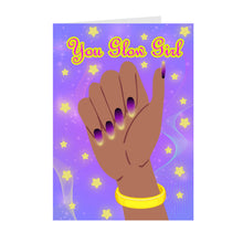 Load image into Gallery viewer, Purple &amp; Gold Glowing Nails - You Glow Girl - Black Card Shop