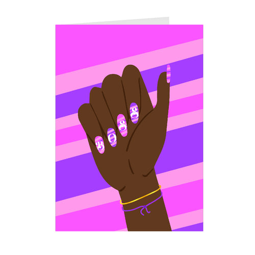 Purple Pink - Girl BOSS Nails - African American Greeting Cards