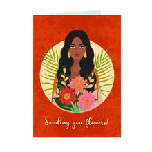 Load image into Gallery viewer, Sending You Flowers  - Black Woman Red Edition- Black Card Shop