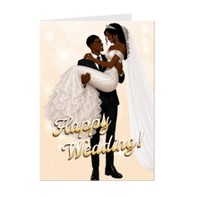 Load image into Gallery viewer, Happy Wedding - African American Wedding Greeting Cards - Holding Onto Each Other - Smiling Couple