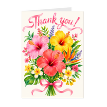 Load image into Gallery viewer, Colorful Flowers w/Pink Ribbon - Thank You Greeting Card - Gratitude