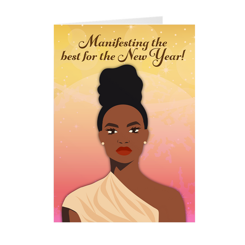 Manifesting Best New Year - Elegant Black Woman - Holiday Cards