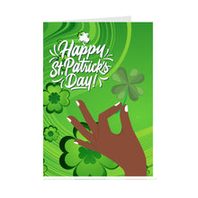 Load image into Gallery viewer, African American Hand - White Polished Nails - Happy St. Patrick&#39;s Day Cards (1)