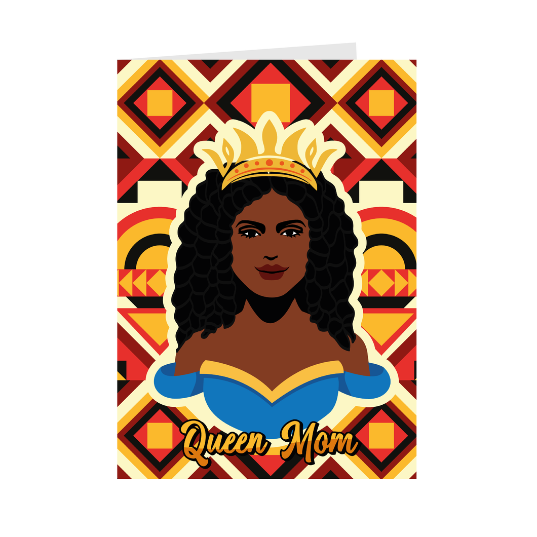 Curly Hair Queen Mom - African American Woman - Mother's Day Cards Front