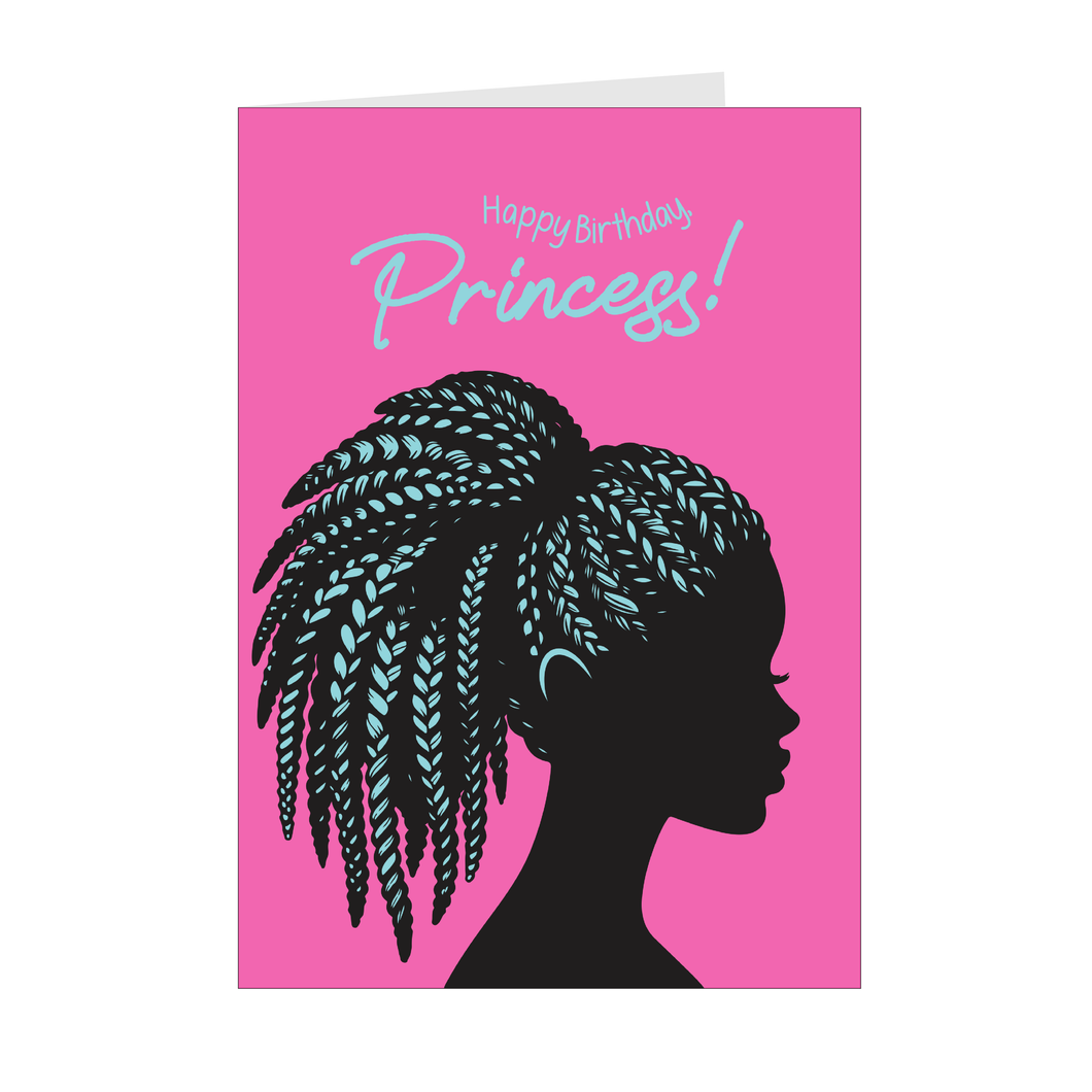 Blue Braids Vibe - Birthday Girl - African American Card Shop Front