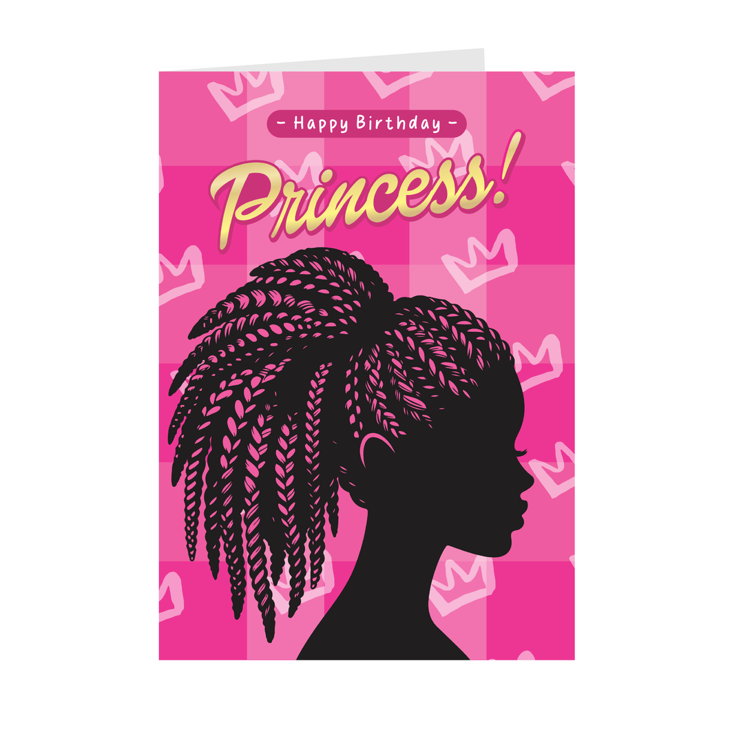 Pink Braids Vibe - Birthday Girl - African American Card Shop Front