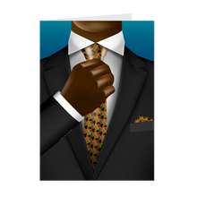 Load image into Gallery viewer, Black Suit &amp; Colors of Africa Tie - African American Male - Black Card Shop